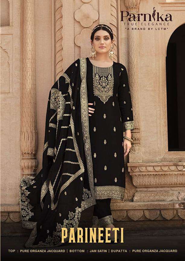 PARINEETI BY PARNIKA ORGENZA JACQUARD SUIT CATALOUGE SURAT ONLINE DEALER 