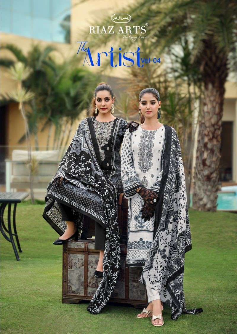 RIAZ ART THE ARTIST VOL 4 COTTON KARACHI PRINT BLACK AND WHITE CATALOUGE SURAT 