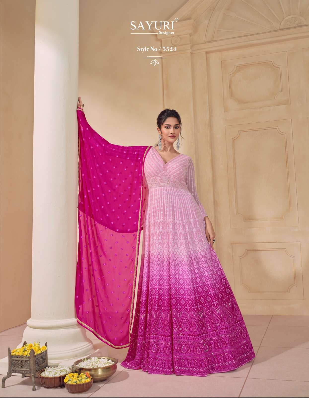 SAYURI DASTOOR 5523-5524 SAYURI LONG GOWN LATEST DESIGN ONLINE DEALER SURAT