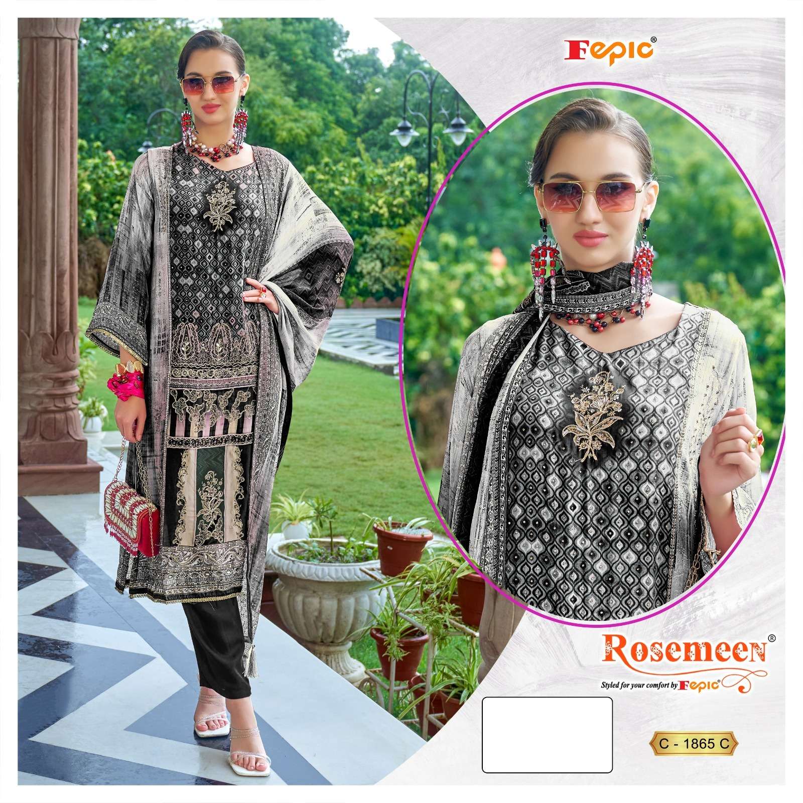 FEPIC 1865 ROSEMEEN NATURAL CREAP SUIT WHOLESALER SURAT