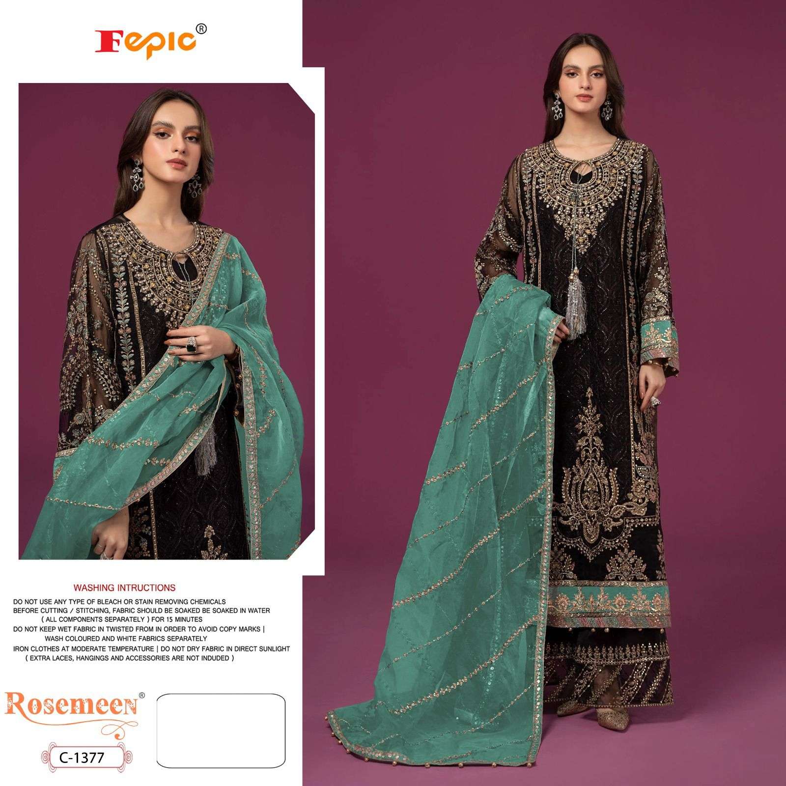 FEPIC ROSEMEEN C1377 PAKISTANI PATCH SUIT WHOLESALER SURAT 