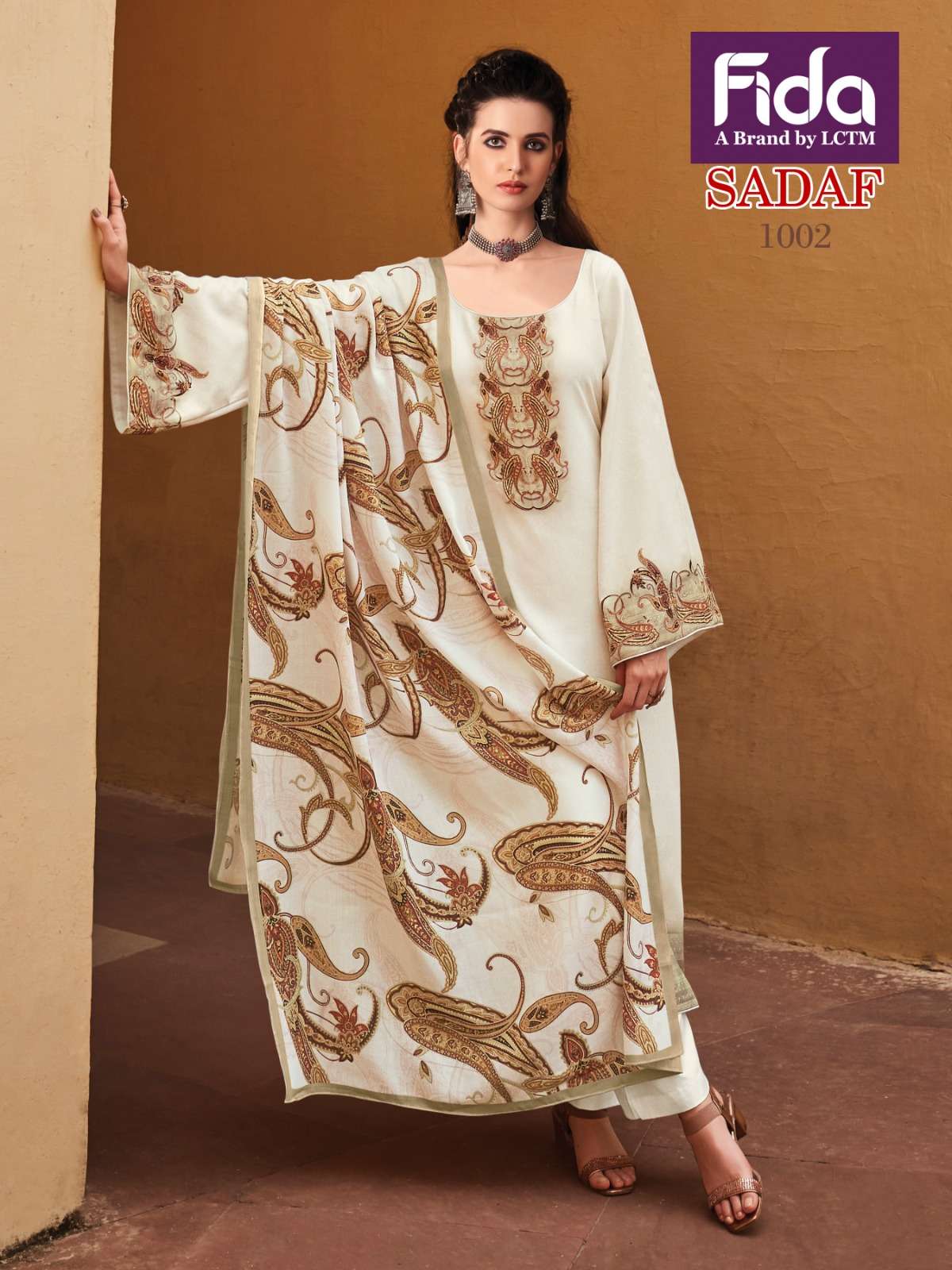 FIDA SADAF DIGITAL WOOL PASHMINA WINTER SUIT  CATALOUGE  WHOLESALER SURAT