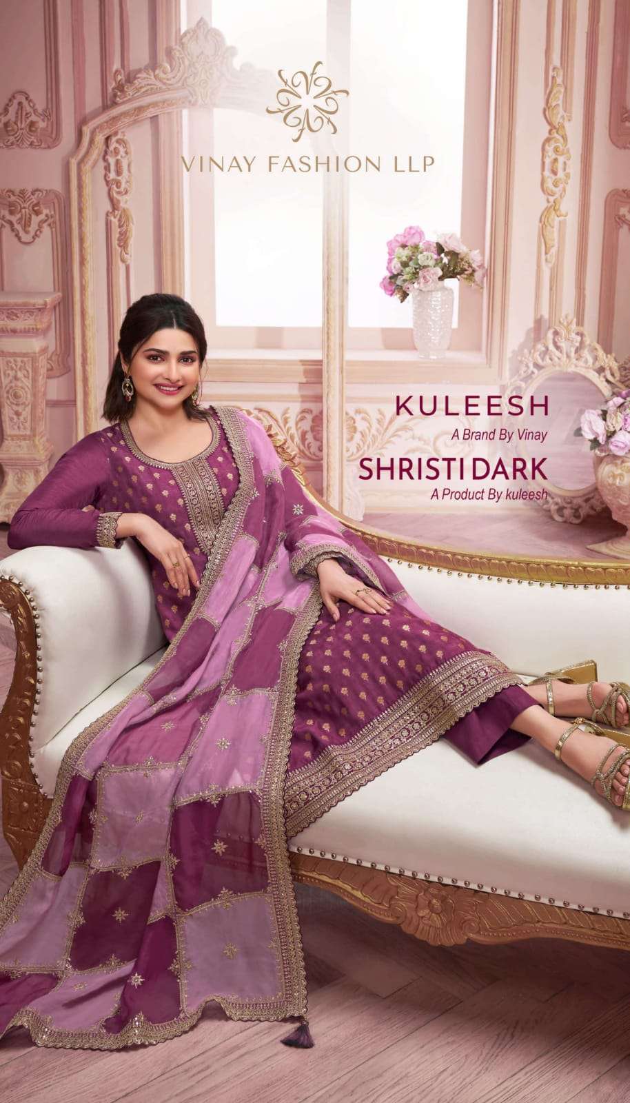 KULEESH SHRISTI DARK DOLA SILK EMBROIDERY SALWAR SUIT CATALOUGE BUY WHOLESALE