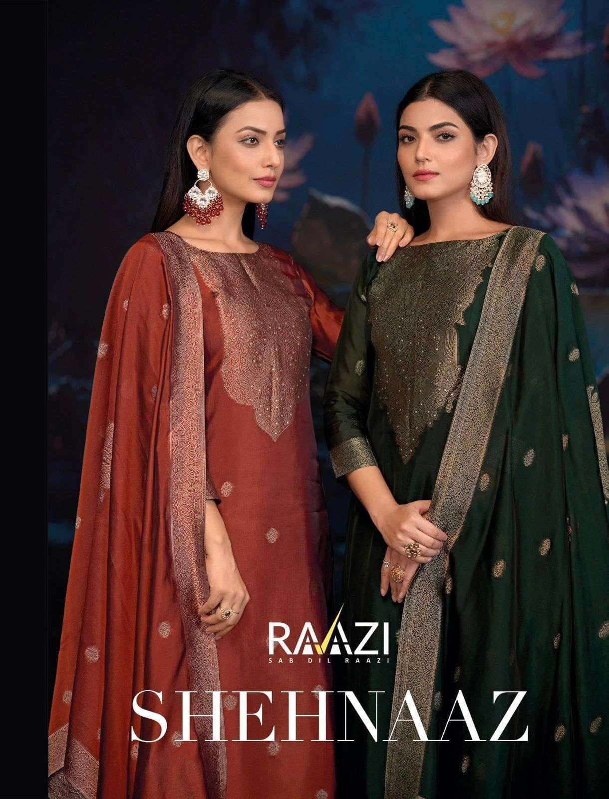 RAAZI  SHEHNAAZ PURE BEMBERG SILK JACQUARD SALWAR SUIT WHOLESALE SURAT 