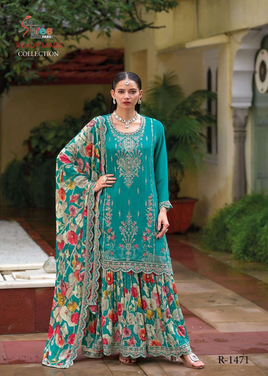 SHREE FABS R1471 CHINON SHARARA READYMADE COLLECTION SHREE FABS DEALER SURAT