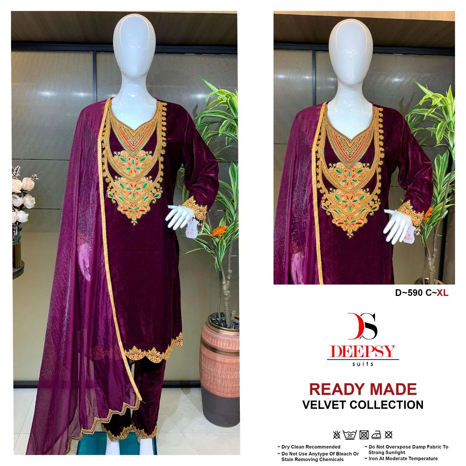 DEEPSY D590 VELVET TILLA 3 PIECE DEEPSY WHOLESALE SURAT