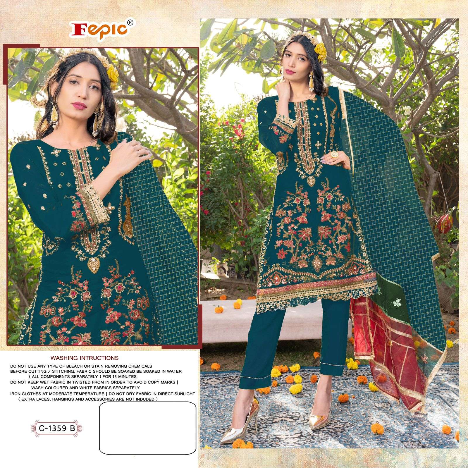 FEPIC 1359 ROSEMEEN ORGENZA PAKISTANI SUIT WHOLESALER SURAT