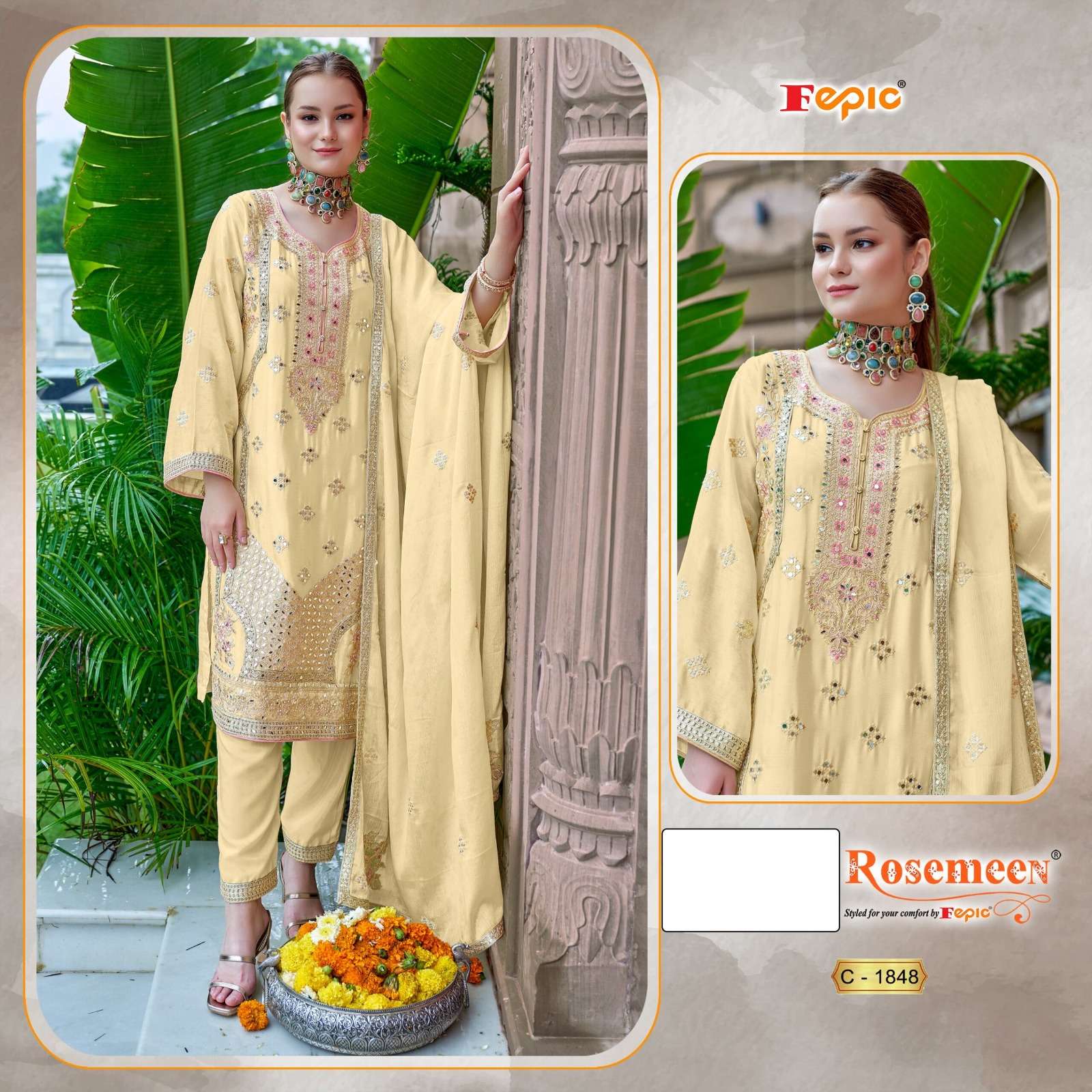 FEPIC 1848 ROSEMEEN CHINON SILK PAKISTANI SUIT SUPPLIER SURAT