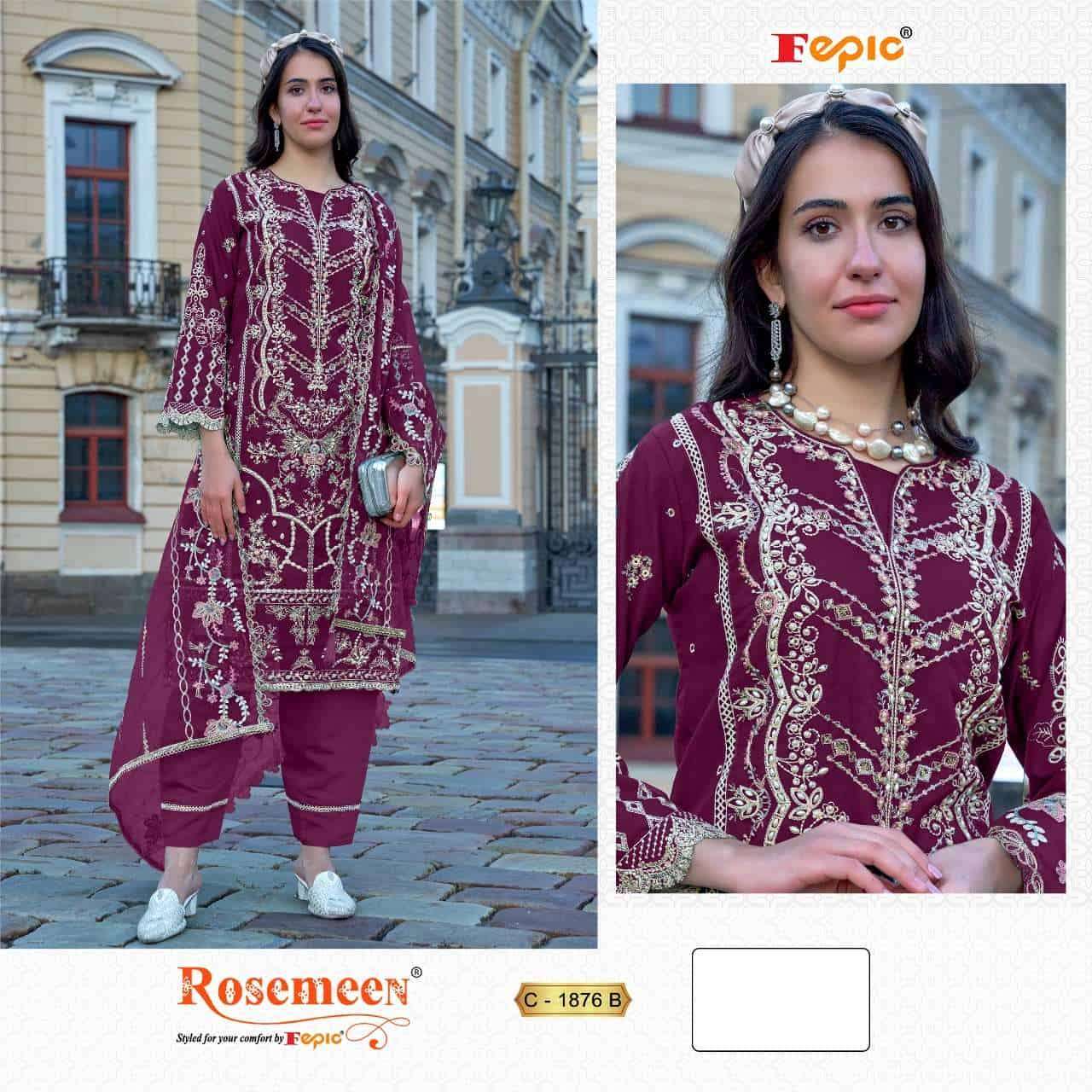 FEPIC 1876 ROSEMEEN ORGENZA INDIAN PAKISTANI SUIT WHOLESALER INDIA