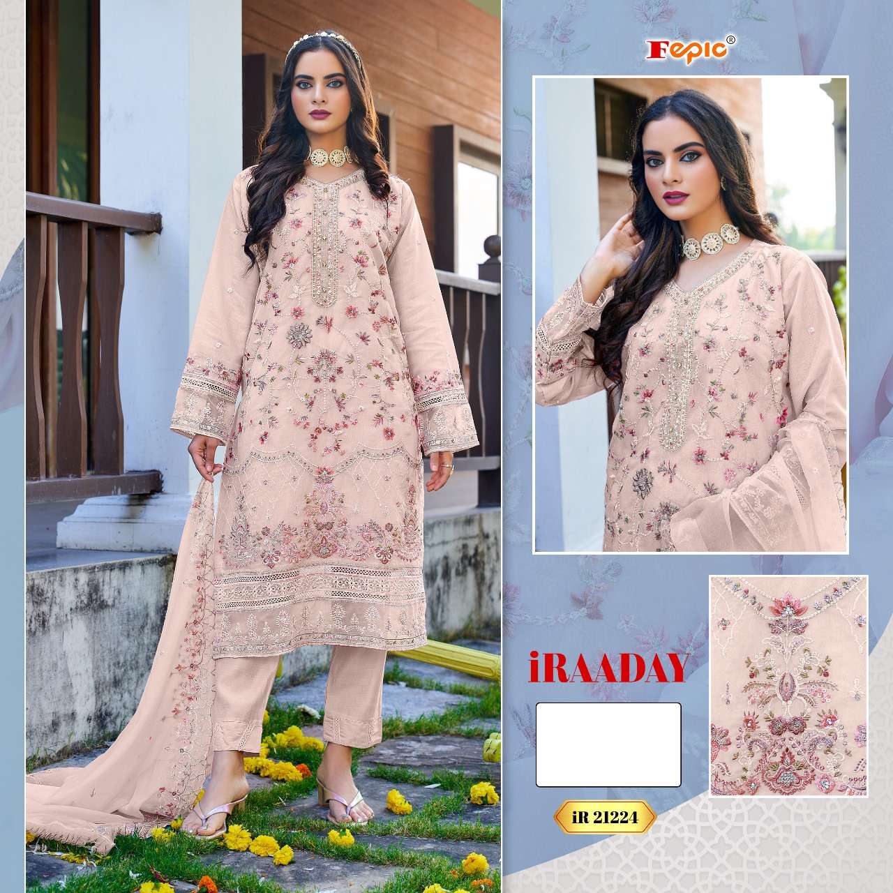 FEPIC 21224 IRAADAY ORGENZA PAKISTANI SUIT SURAT WHOLESALER