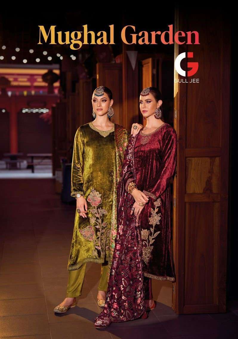 GULL JEE MUGHAL GARDEN VELVET PALACHI SUIT WHOLESALER SURAT