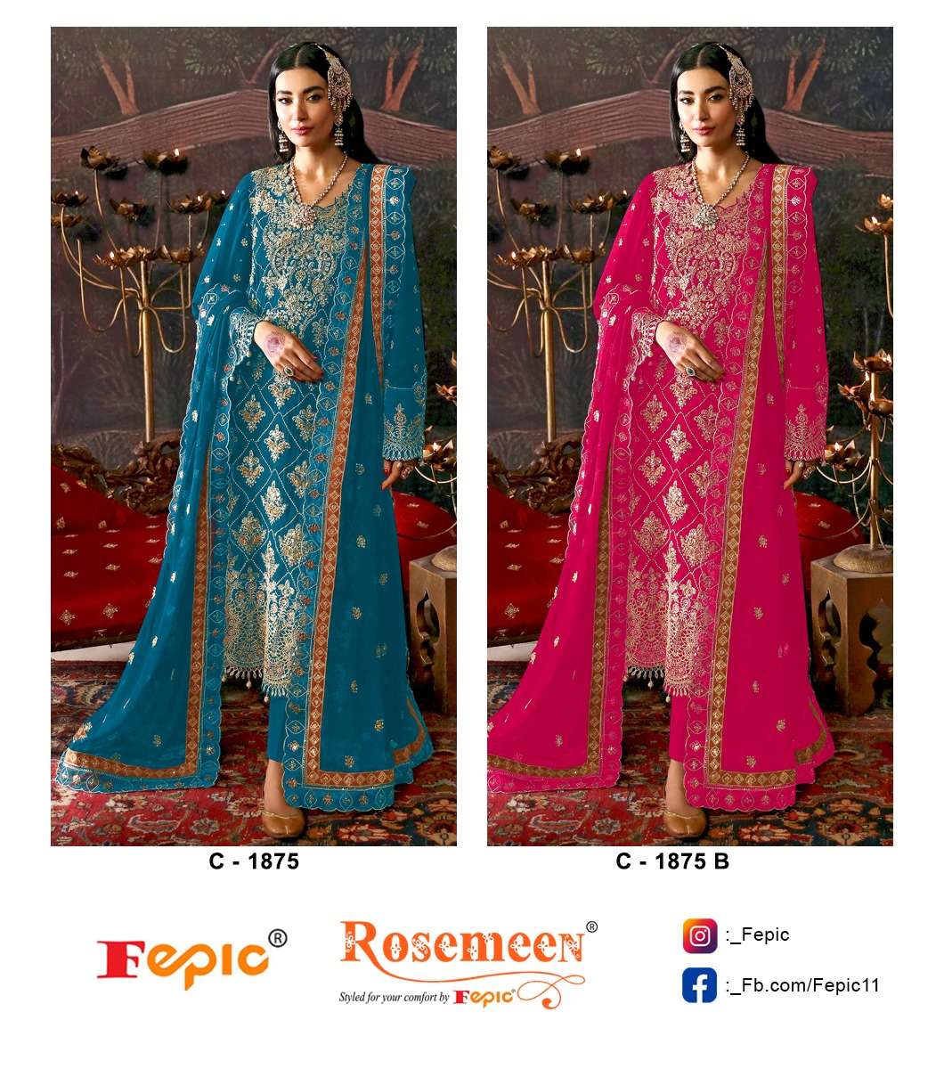 FEPIC 1875 ROSEMEEN PAKISTANI CHINON SUIT SUPPLIER WHOLESALE SURAT 