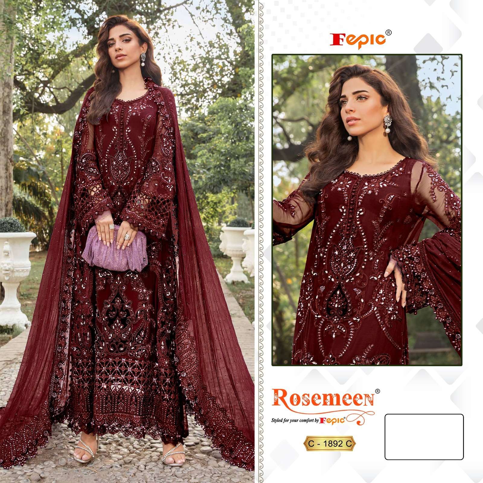 FEPIC 1892 ROSEMEEN ORGENZA PAKISTANI SUIT WHOLESALER SURAT