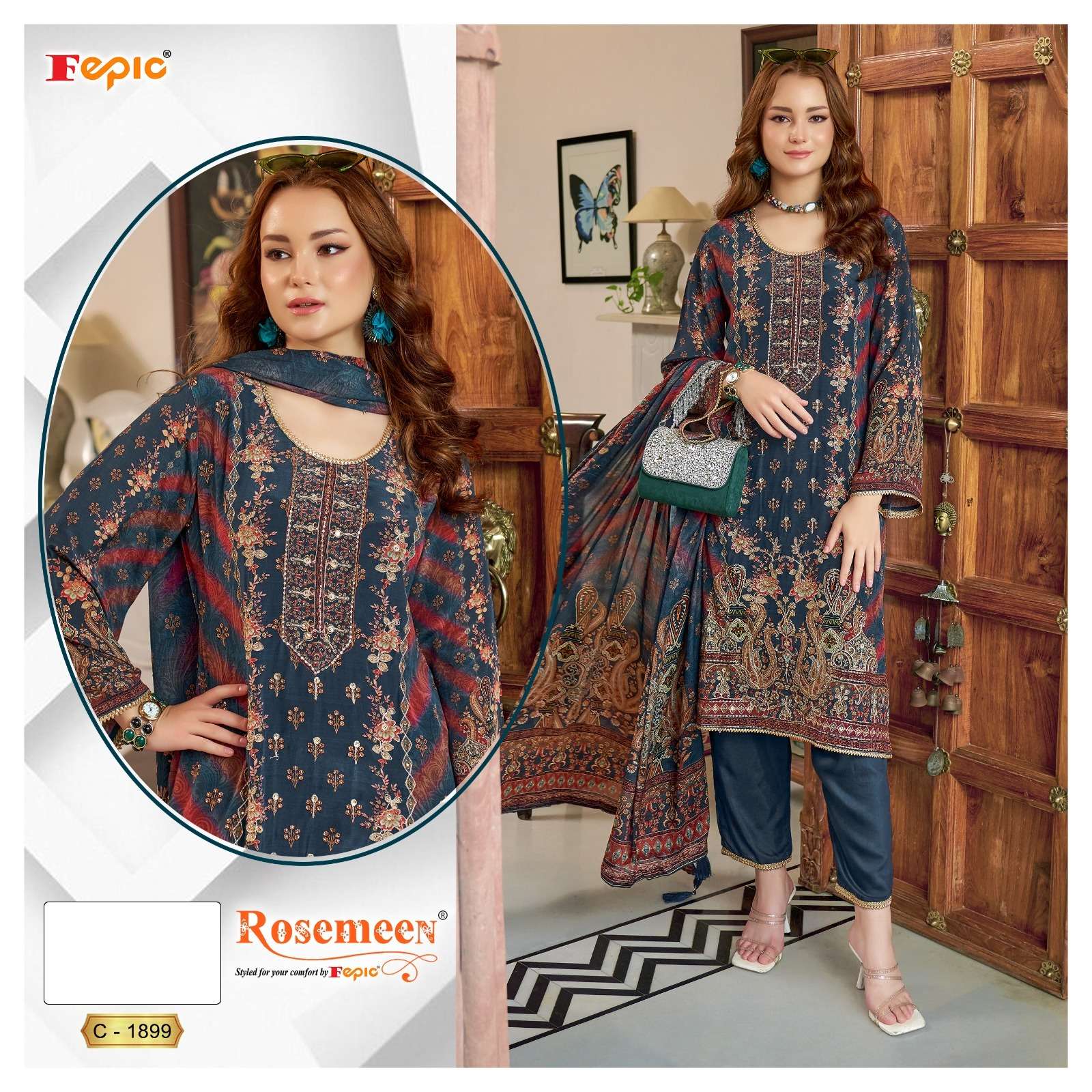 FEPIC 1899 ROSEMEEN NATURAL CREAP PYORE DUPPTA SUIT ONLINE 