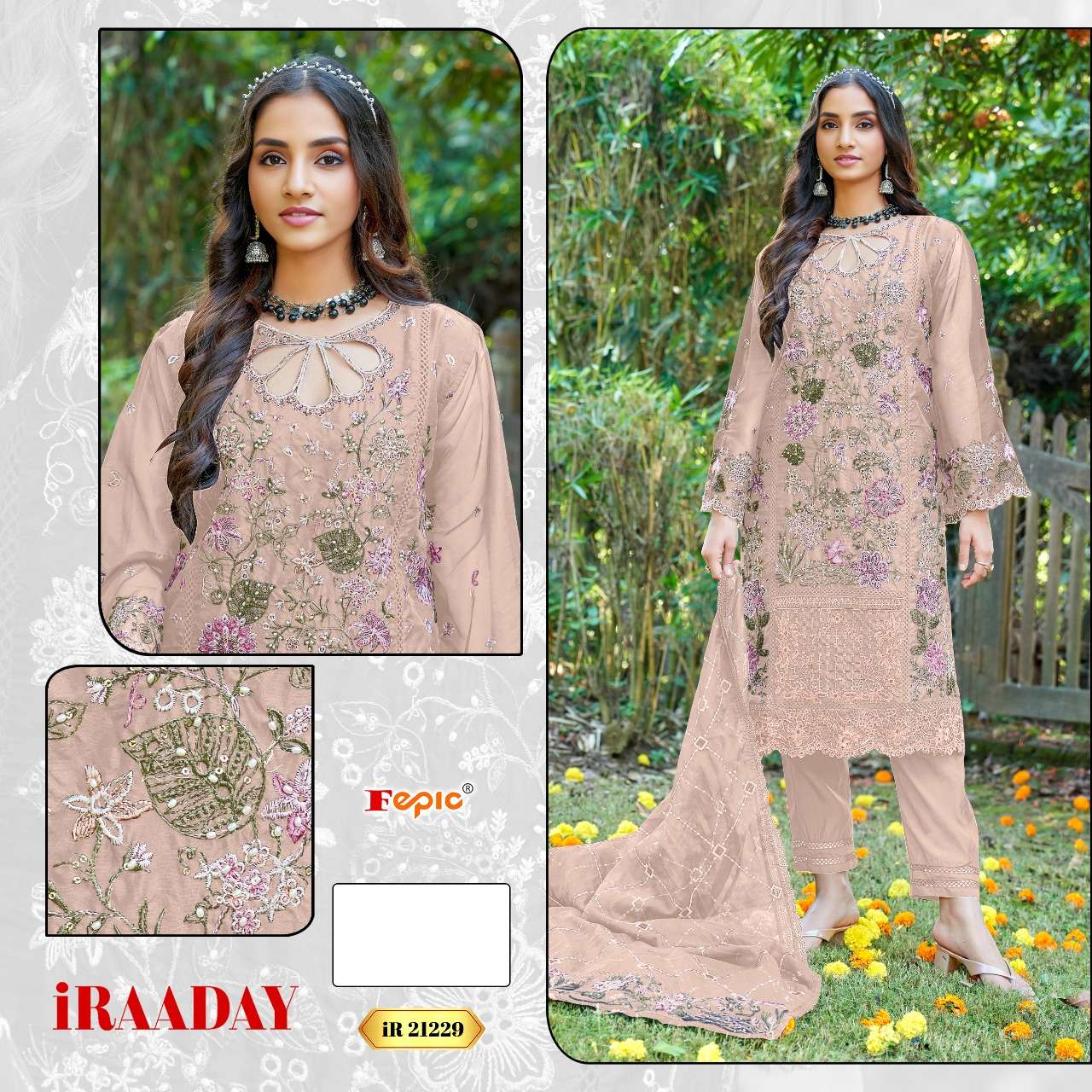 FEPIC 21229 IRAADAY ORGENZA PAKISTANI INDIAN SUIT SURAT WHOLESALERS 