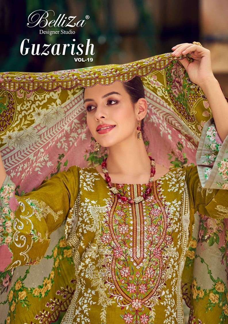 belliza guzarish vol 19 wholesale rate cotton unstich pakistani suit surat supplier 