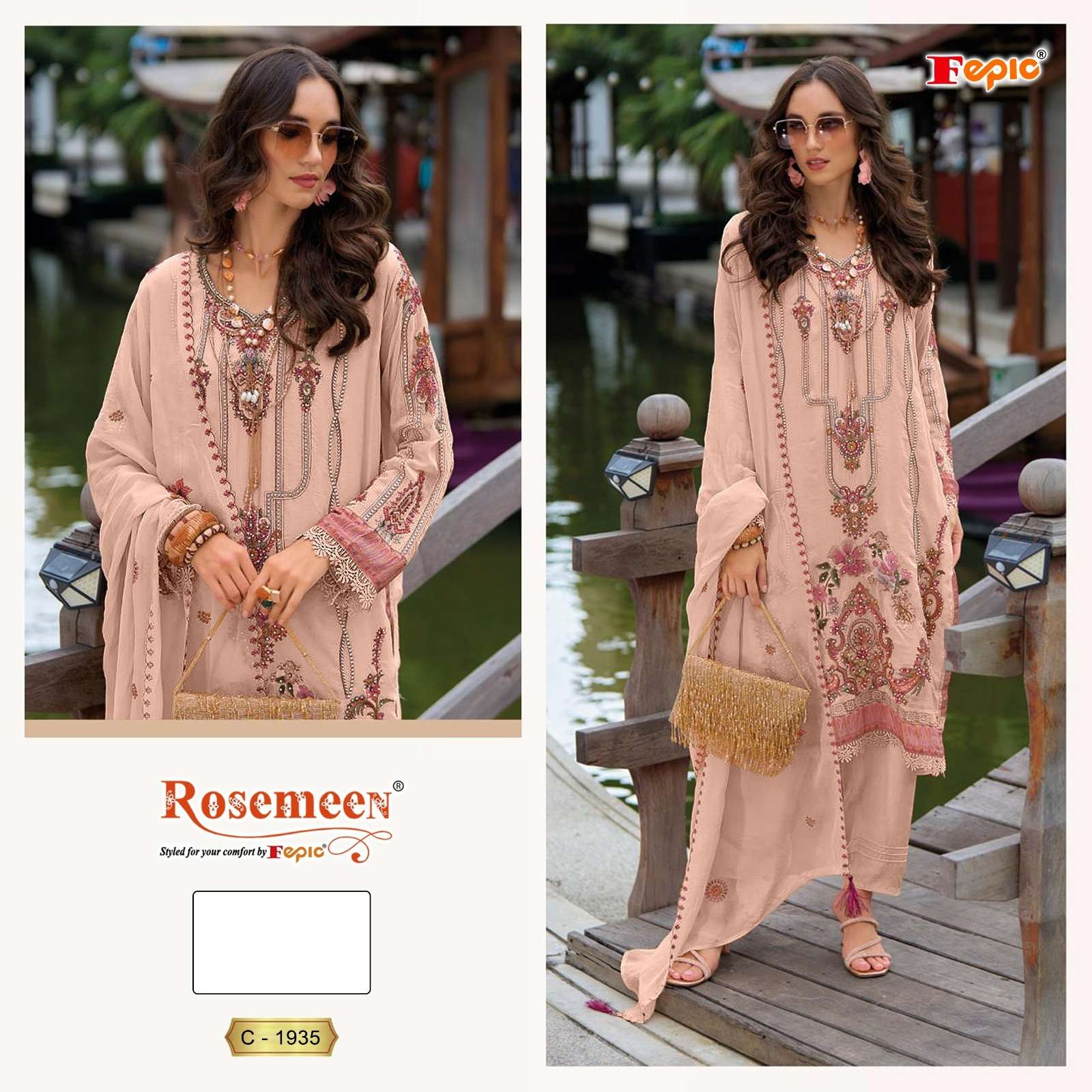 FEPIC 1935 ROSEMEEN ORGENZA PAKISTANI SUIT ONLINE BUY SURAT DEALER