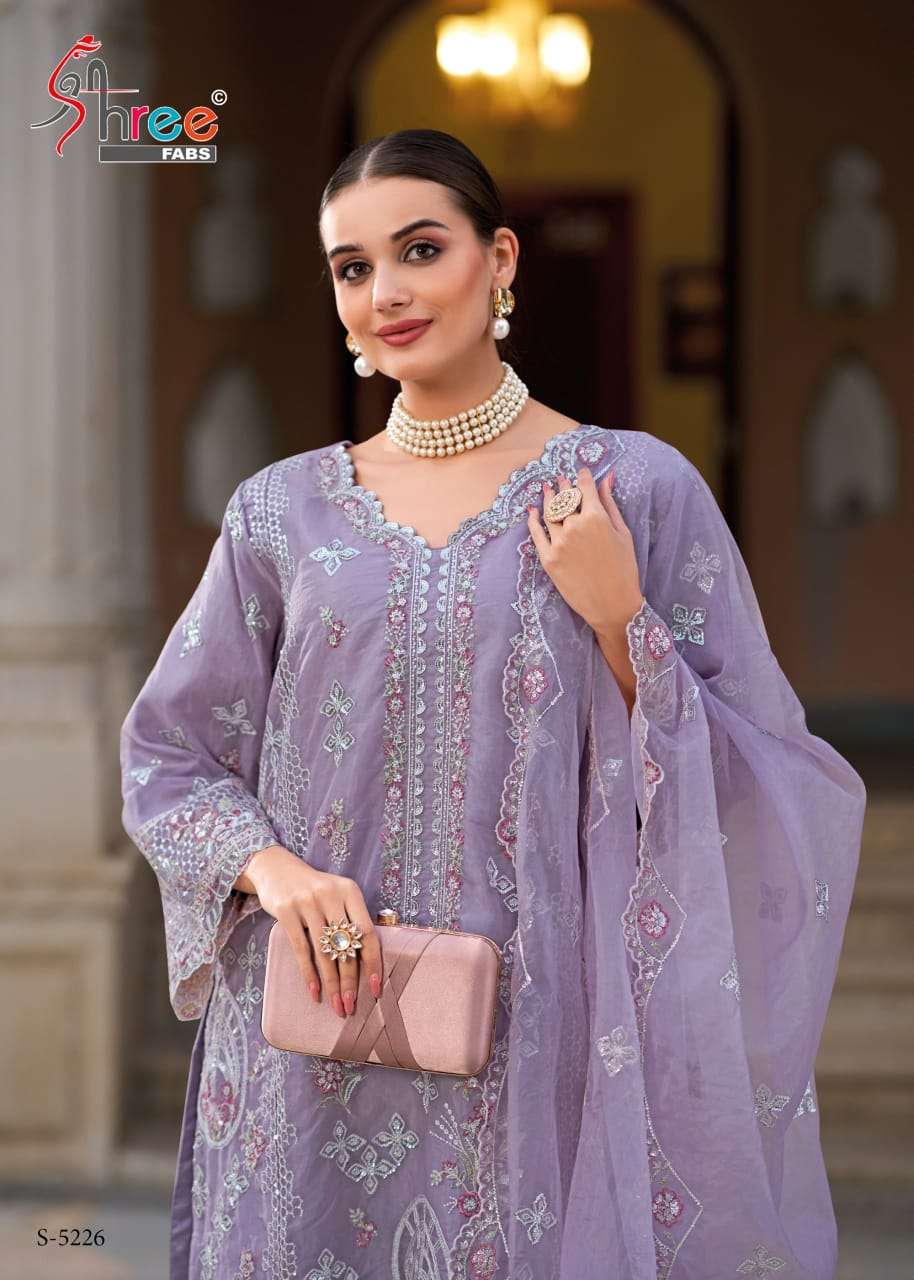 shree fabs s-5226 orgenza embroidery pakistani suit shree fabs wholesaler surat