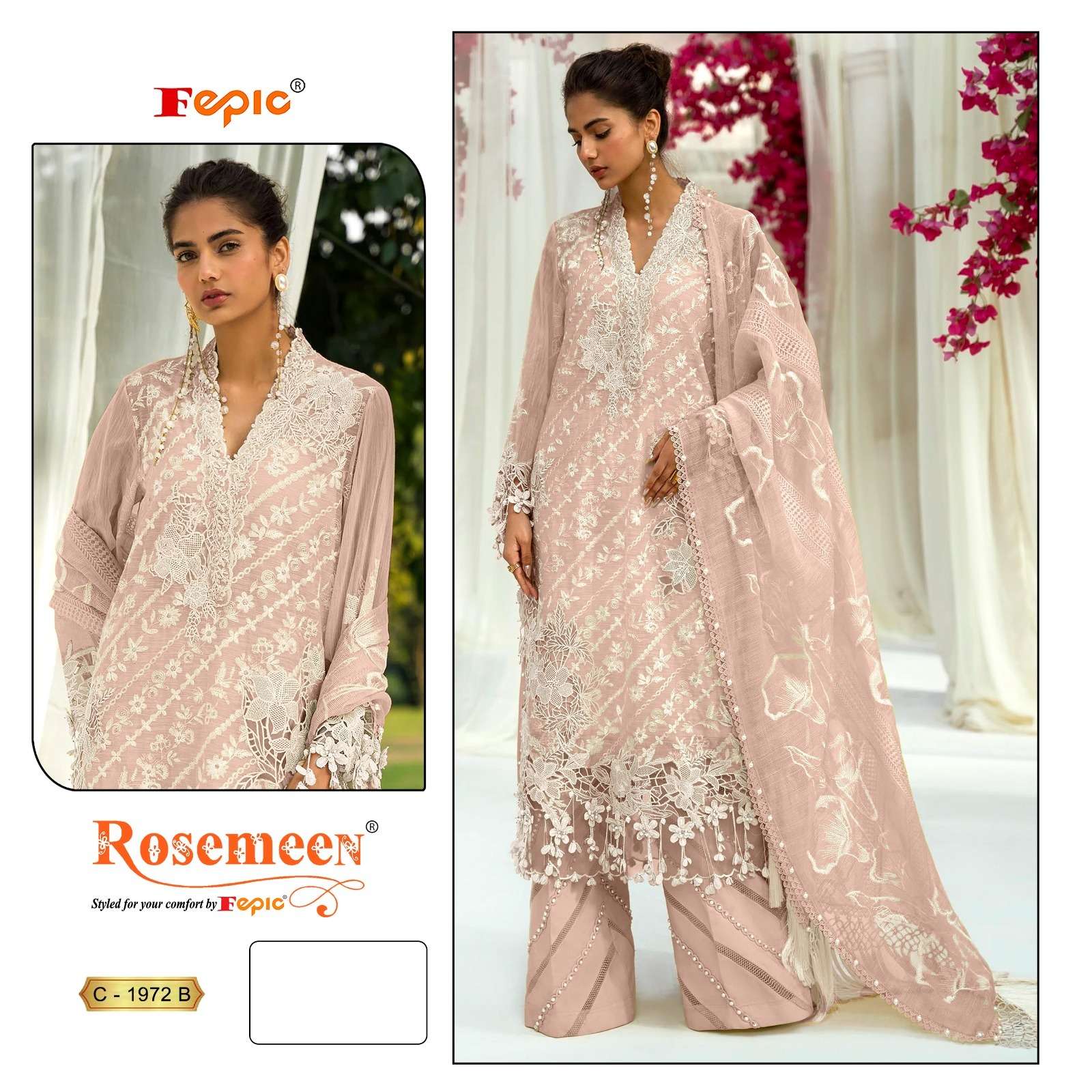 FEPIC ROSEMEEN C-1972 DESIGNER ORGENZA PAKISTANI SUIT COLLECTION  SURAT