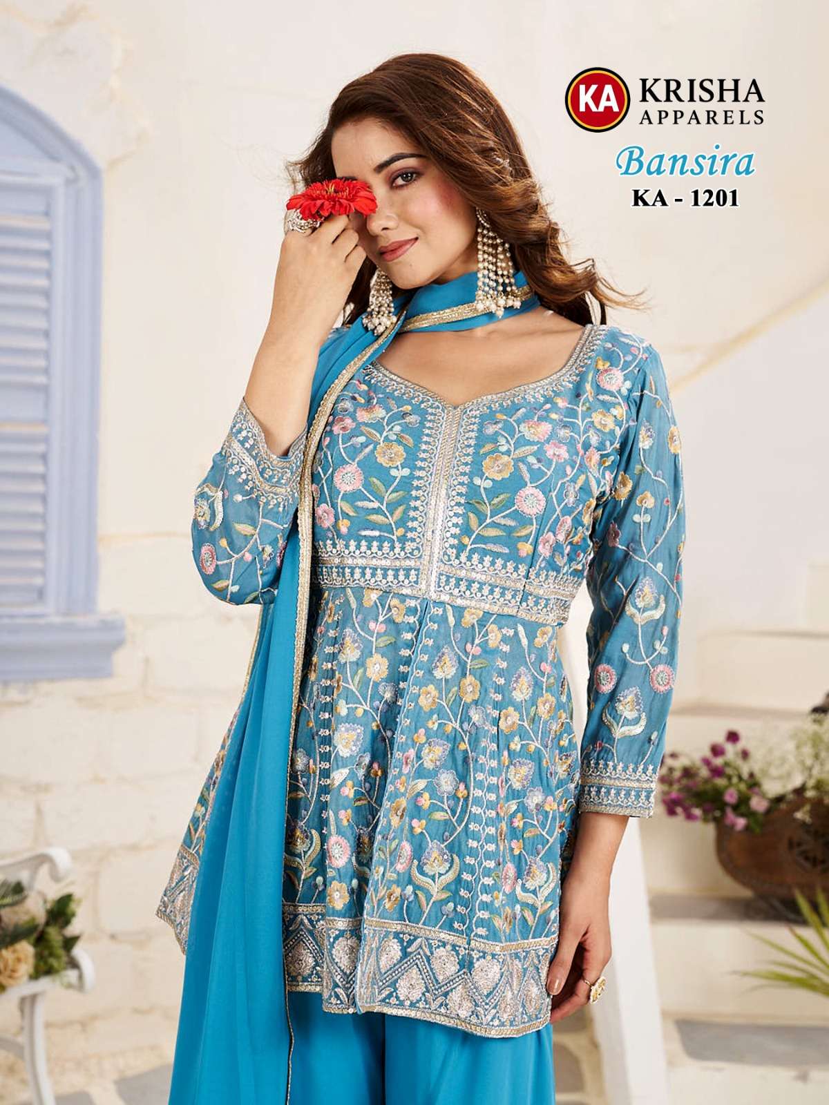 KRISHA APPARELS BANSIRA KA 1201 DESIGNER READYMADE SUIT WHOLESALE