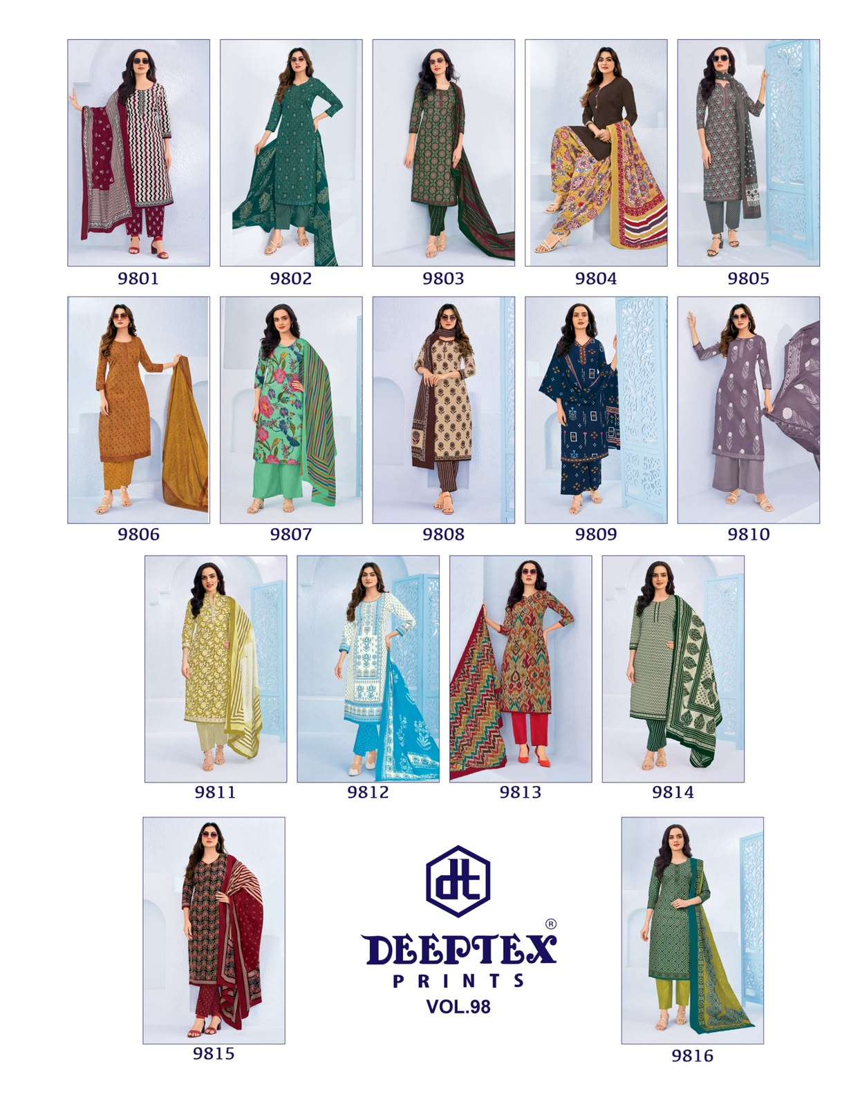 DEEPTEX MISS INDIA VOL 98 PURE COTTON DRESS MATERIAL 