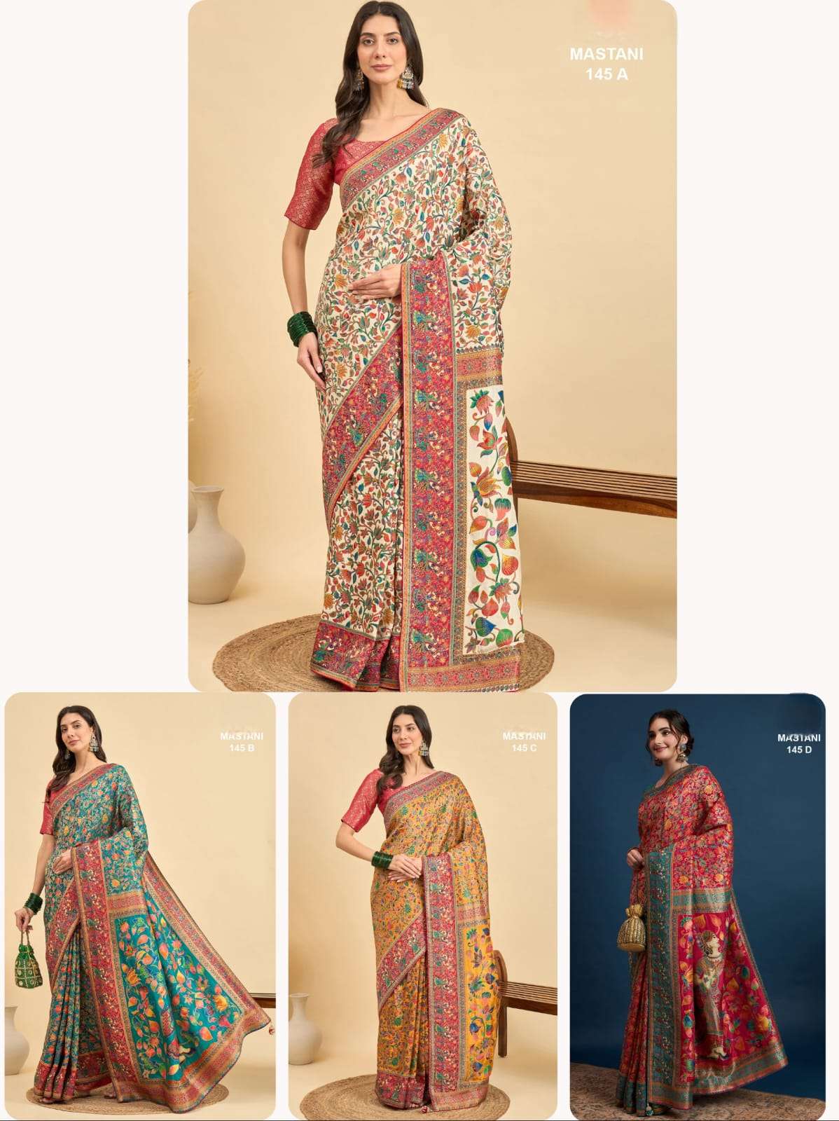 KRISHA APPARELS MASTANI KASHMIRI KANI LOOK PURE DOLA VISCOSE POSITION PRINT SAREE WHOLESALE