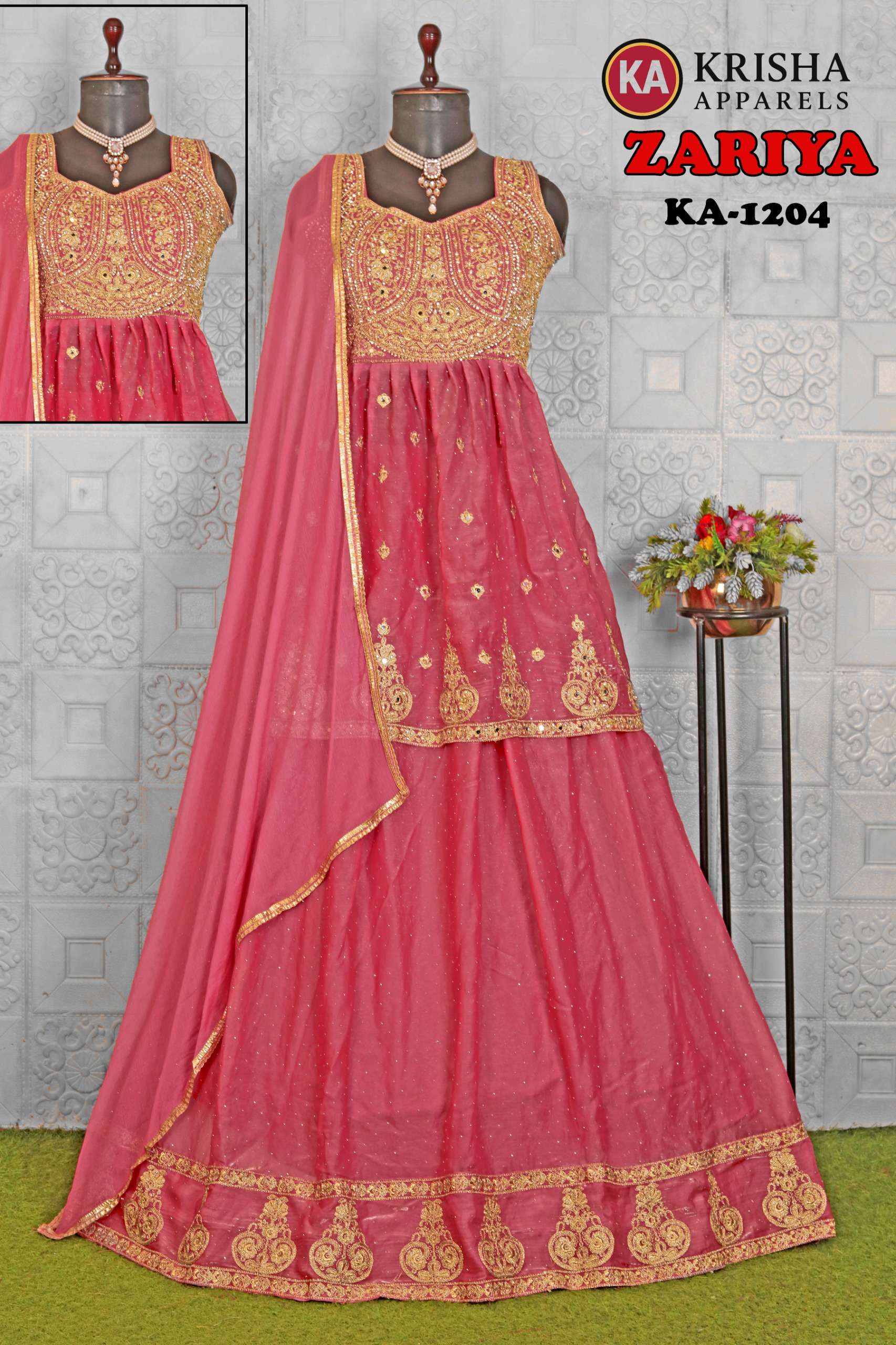 KRISHA  APPARELS ZARIYA KA1204 DESIGNER PEPLUN READYMADE SUIT 