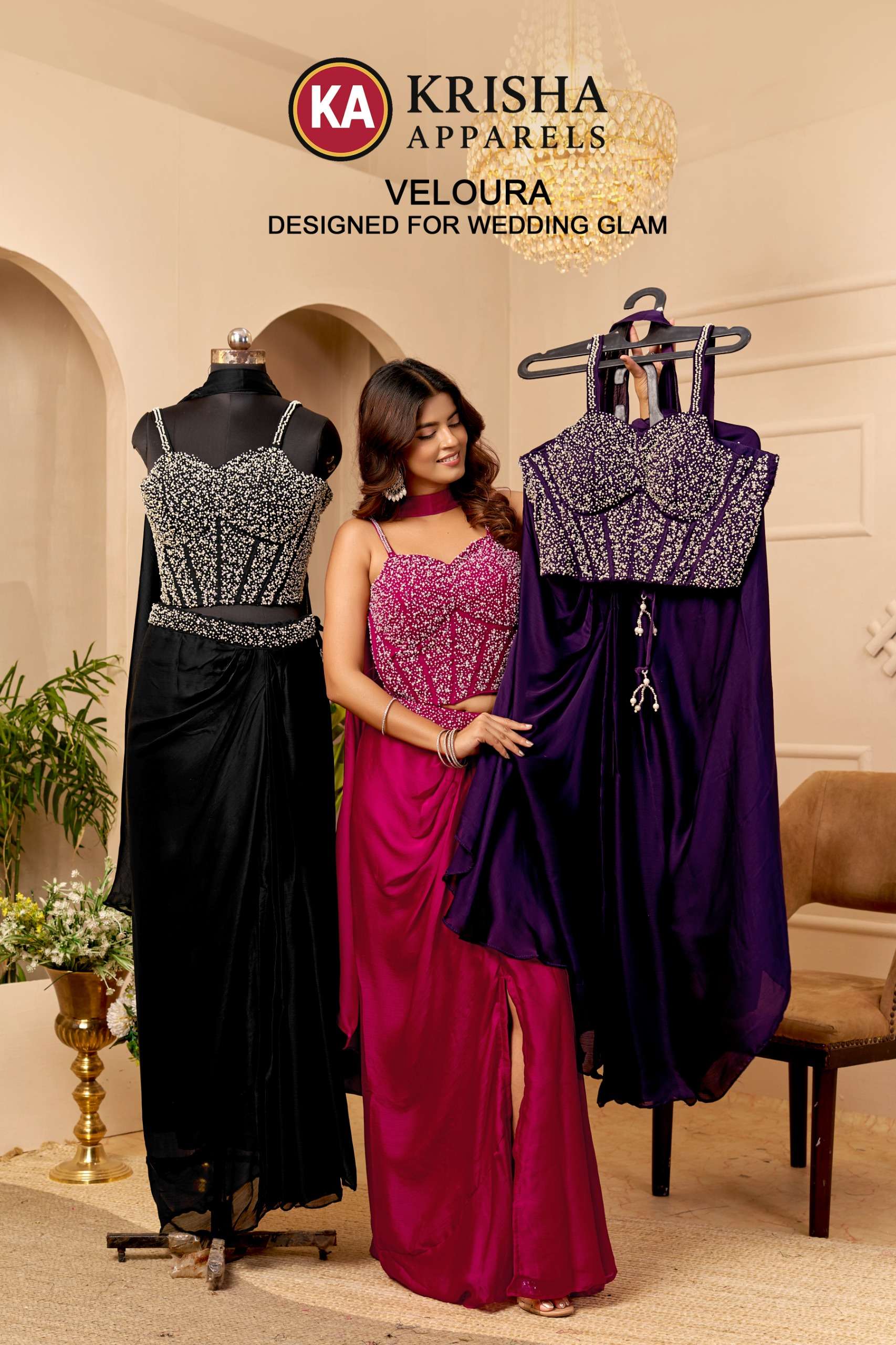 krisha apparels veloura ka -1206 designer readymade western party wear collection  
