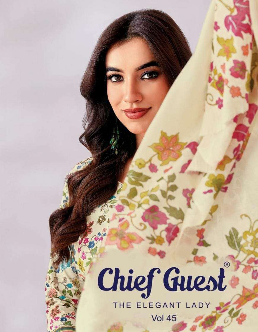 DEEPTEX CHIEF GUEST VOL 45 COTTON DRESS MATERIAL UNSTICH SUIT WHOLESA KRISHA APPARELS LE 