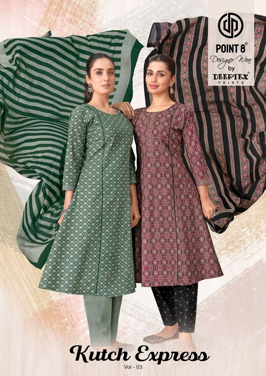DEEPTEX POINT 8 KUTCH EXPRESS VOL 3 COTTON READYMADE 3 PIECS SUIT SET WITH DUPPTA 