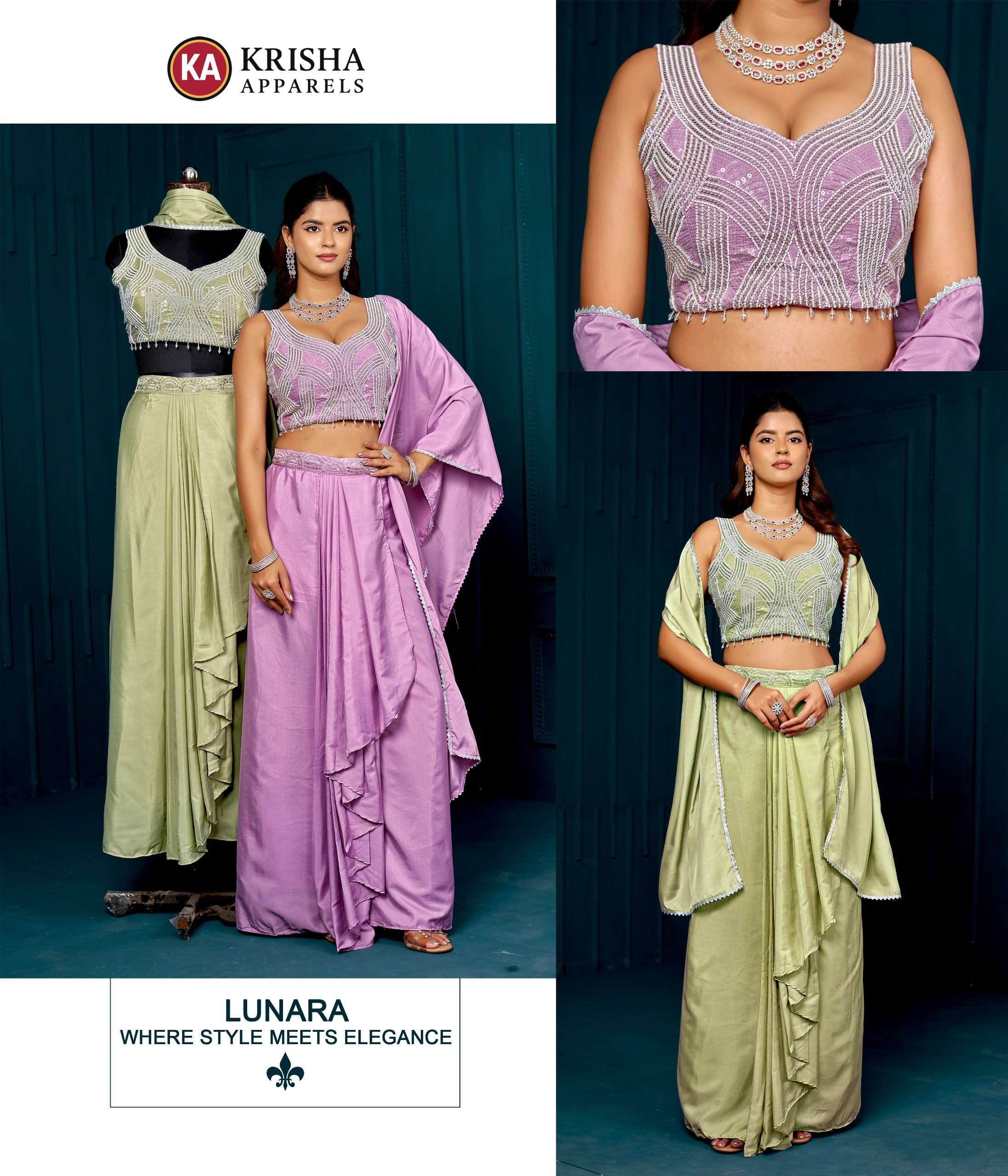lunara-ka-1215-designer-indo-western-skirt-set LUNARA KA 1215 DESIGNER INDO WESTERN READYMADE SKIRT SET BY KRISHA APPARELS