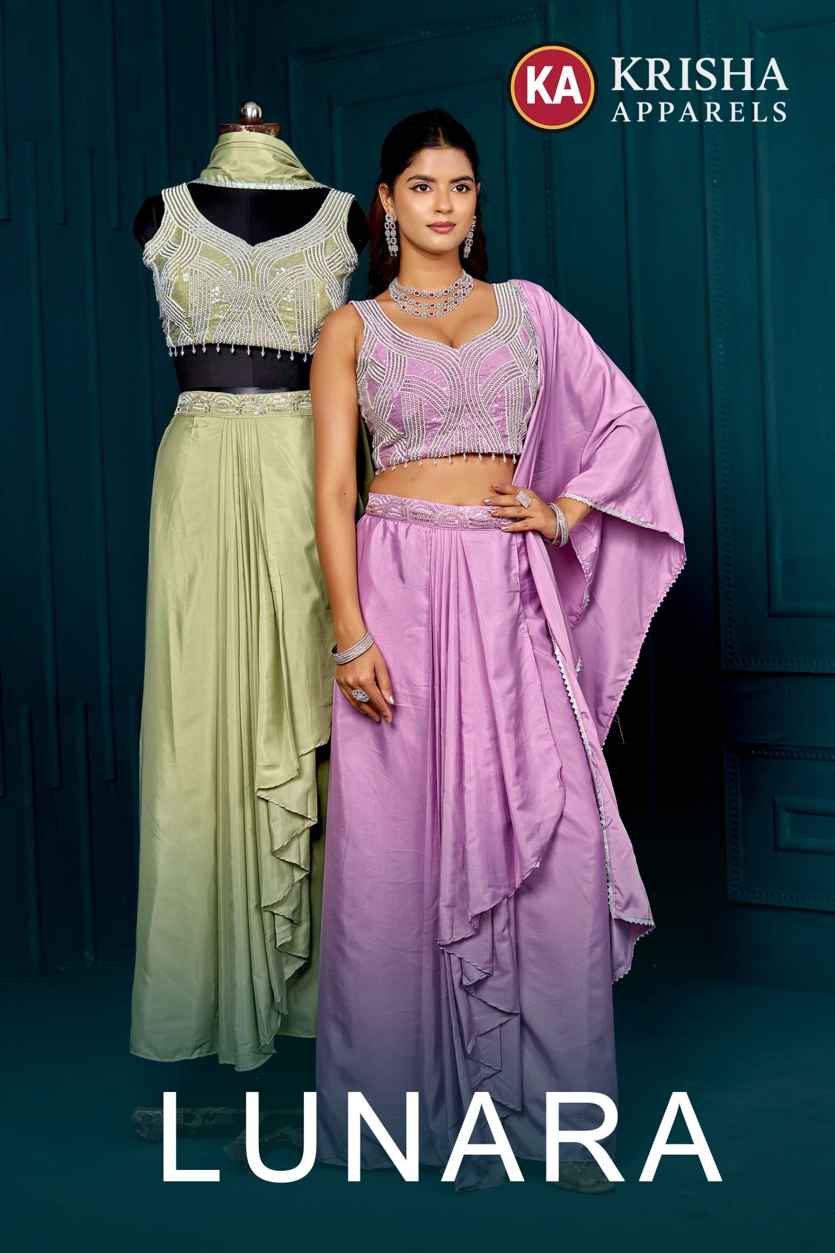 lunara-ka-1215-designer-indo-western-skirt-set.jpg LUNARA KA 1215 DESIGNER INDO WESTERN READYMADE SKIRT SET BY KRISHA APPARELS