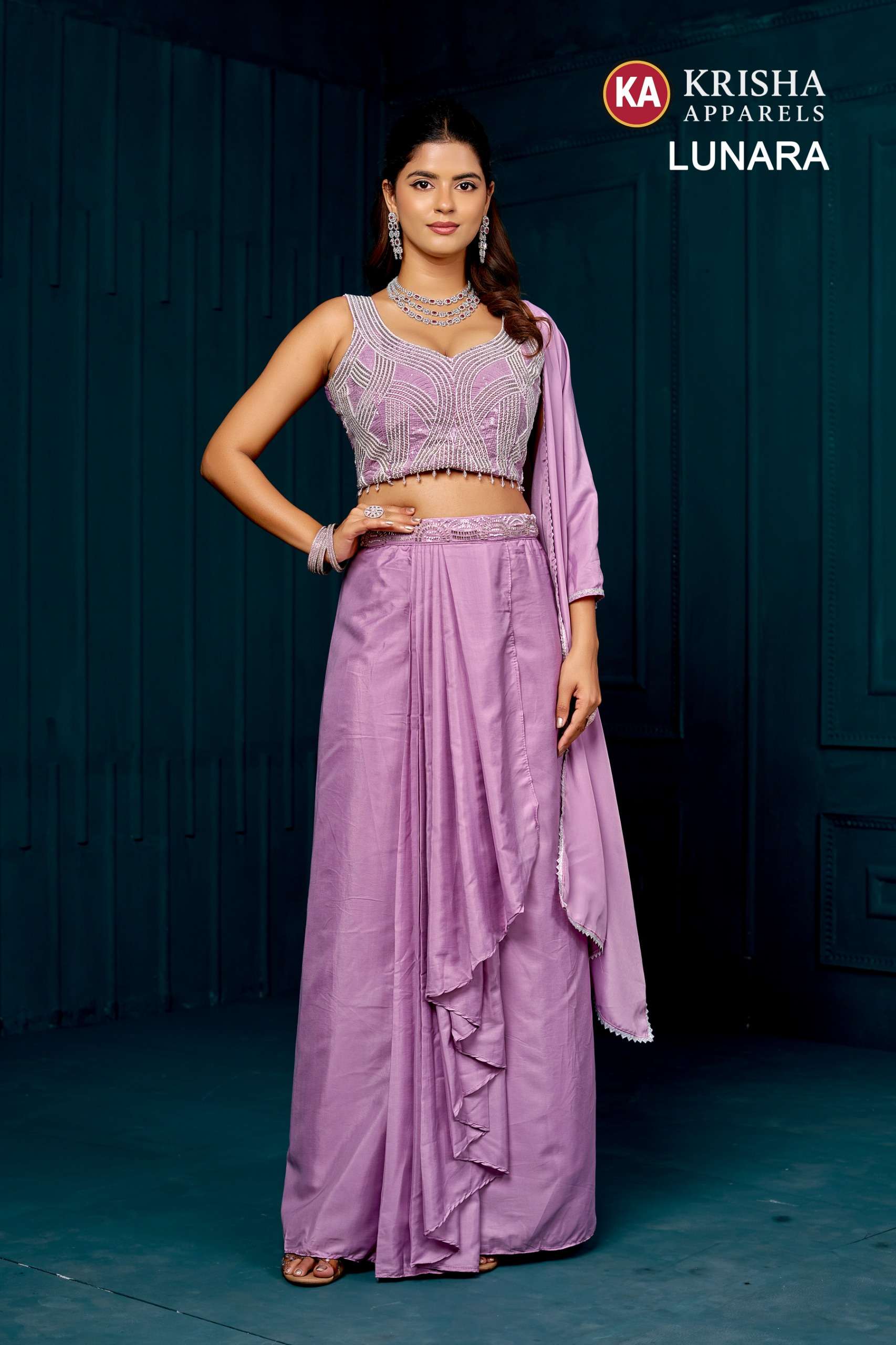 lunara-ka-1215-indo-western-skirt LUNARA KA 1215 DESIGNER INDO WESTERN READYMADE SKIRT SET BY KRISHA APPARELS