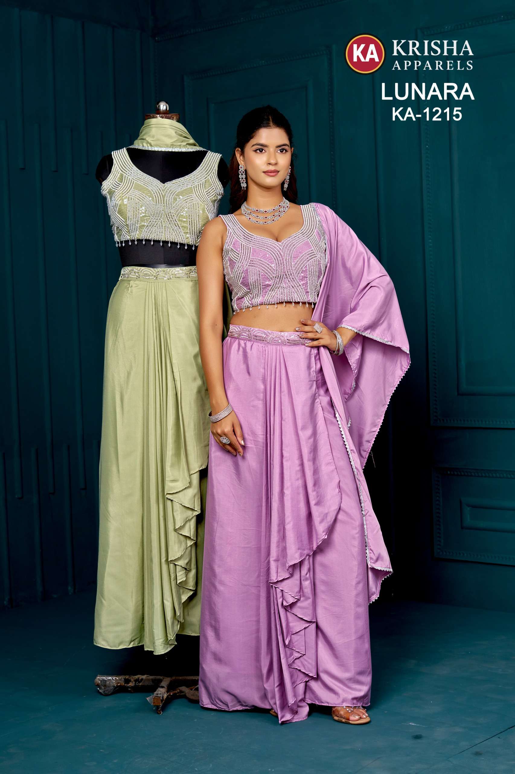 lunara-ka-1215-indo-western-skirt-set-2 LUNARA KA 1215 DESIGNER INDO WESTERN READYMADE SKIRT SET BY KRISHA APPARELS